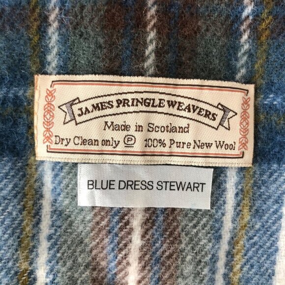 Vintage plaid wool scarf- James Pringle Weavers Scotland blue dress stewart - Picture 3 of 7